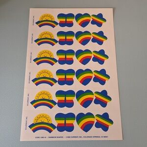 RARE! Vintage 1990 Current Rainbow Sticker Sheet 6 Sections